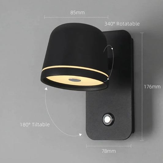 Aisilan LED Bedside Dimmable Wall Lamp with Touch On/Off Switch 3-CCT Rotation Hotel Bed Room Wall Sconce Decoration Fixture